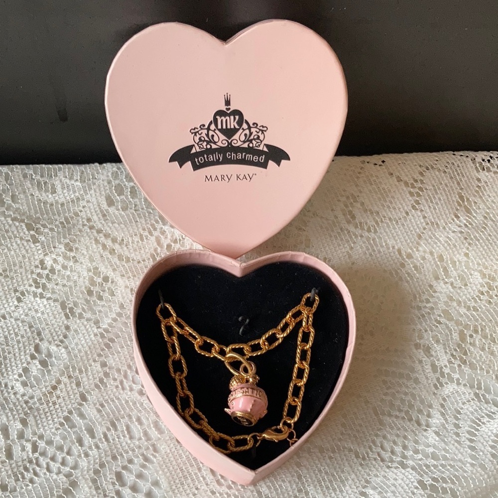 Mary Kay Pink Perfume Bottle Charm Bracelet NIB